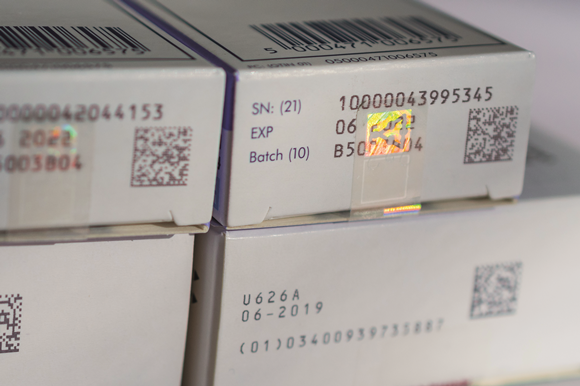 Voorbeeld verpakking met unieke 2D-barcode